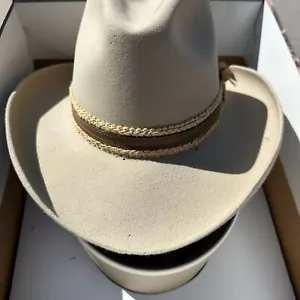 Cappello cowboy Stetson Gun Club taglia 7 Western Rodeo vintage beige Yellowstone LEGGI - Foto 1 di 14
