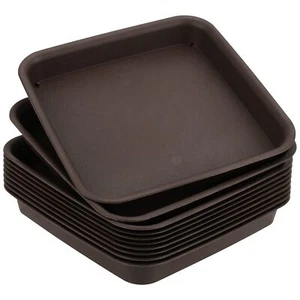 10 Pcs 8-10 Inch Square Plant Pot Saucer Plastic Plant Pot Tray Dark Brown Fl... - Picture 1 of 7