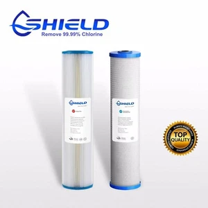 20" x 4.5" Big Blue Whole House Water Filter Cartridges Pleated + Carbon Block - Picture 1 of 3