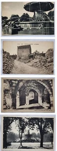 4 Vintage RPPC Postcards Linen Era Paris Europe Landmarks Chateau Thierry - Picture 1 of 9