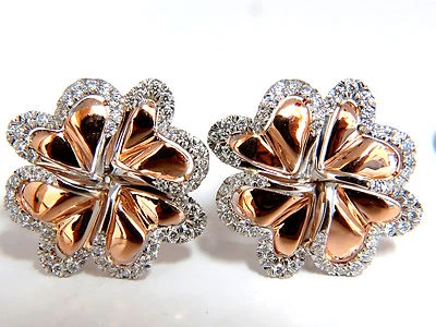 1.40ct 3D Heart Linked Deco Circular Earrings Omega Rose Gold 18KT** - Image 1 of 4