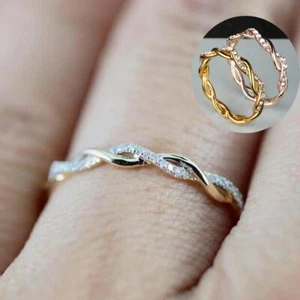 Women's Ring Twist Band Ring Fingerring Engagement Ring Stainless Steel Ring · - Imagen 1 de 15