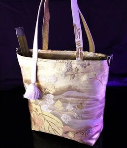 Handmade Zipper Bag from Upcycled Vintage Obi & New Braided Obijime - Picture 1 of 14