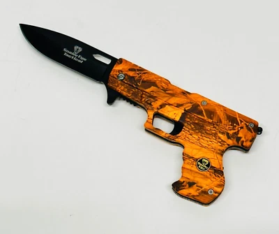 Pistola de mano pistola cuchillo de bolsillo plegable asistido tácticamente NARANJA CAMUFLAJE clip lateral NUEVO Foto 1 de 4