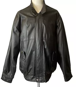 I.C.O.N SOFT LEATHER JACKET - MEN'S BLACK LONG SLEEVED - COLLARED - MEDIUM/LARGE - Picture 1 of 8