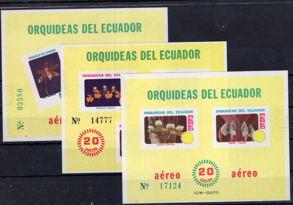 ECUADOR - ORCHIDS, MI # BL 100/102 - YV # 51/3, MNH - Image 1 of 1