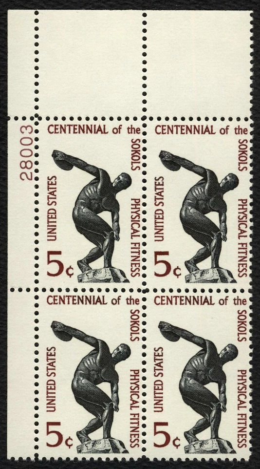 #1262 5c Centennial of the Sokols, Plate Block [28003 UL] **ANY 5=FREE SHIP** - Image 1 of 1