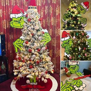 4PCS Grinch Christmas Tree Decoration Xmas Hat Ornaments Insert Creative Gifts