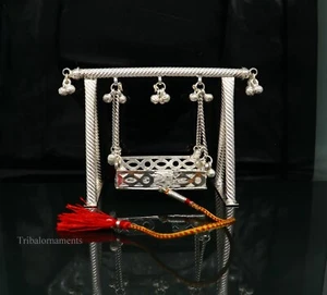 Lord Krishna sterling silver swing,laddu gopal jhula baby krishna palna su380 - Picture 1 of 11