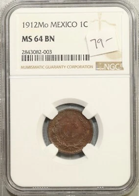 1912-Mo Mexico 1 Centavo NGC MS64BN Choice UNC #2-003 - Image 1 of 2