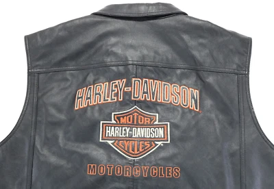 harley davidson vest jacket 3XL black leather Driving Force snap bar shield XXXL - Image 1 of 4