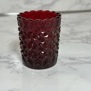 VINTAGE MOSSER GLAS RUBINROT GÄNSEBLÜMCHEN und KNOPF ZAHNSTOCHER HALTER  - Bild 1 von 5