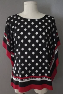 Chico's leichter Pullover schwarz rot weiß Poncho Oberteil Shirt Gr. S/M - Bild 1 von 4