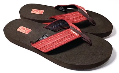 Sandalia chancla Teva Mush II para mujer, correas a rayas naranjas, talla 7/38 Foto 1 de 4