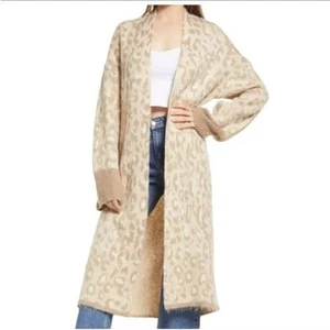 TOPSHOP Oversized LEOPARD ANIMAL Pattern MAXI Long CARDIGAN Duster 4-6 - Picture 1 of 2