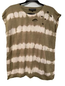 Central Park West Knit Top Women Medium Sleeveless Holes Grunge Festival Tie Dye - Picture 1 of 5