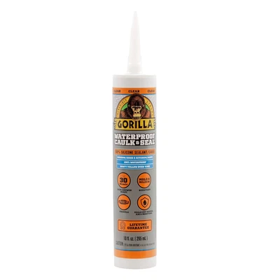 Gorilla Waterproof Caulk & Seal Silicone Sealant, 10Oz Cartridge (Pack of 1) - C - Image 1 of 4