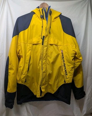 Chaqueta cortavientos vintage Polo Sport Ralph Lauren amarillo azul con cremallera para hombre XL Foto 1 de 4