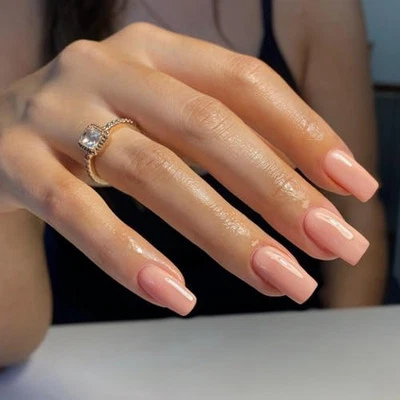 Unhas rosa profundo tamanho médio quadrado, médio unhas de caixão coral brilhante - Imagem 1 de 4