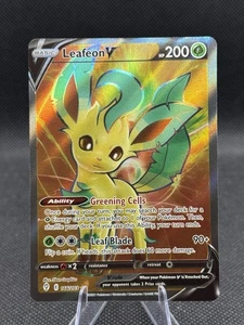 Juego de cartas coleccionables Pokémon Leafeon V 166/203 ultra raro UR 2021 Evolving Skies casi nuevo - Imagen 1 de 2