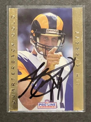 1992 Pro Line Portraits Football QB Gold #6 Jim Everett - Autograph! - Image 1 of 2