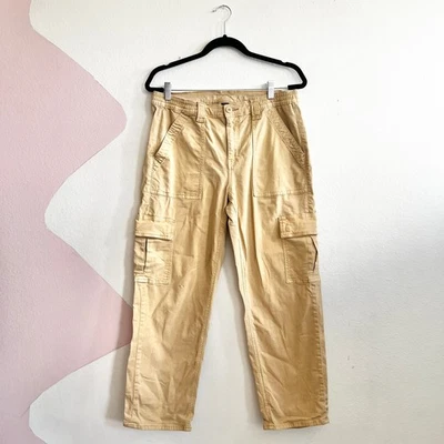 American Eagle Women Cargo Pants Size 12 Beige High Rise Stretch Utility Pockets - Image 1 of 4