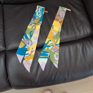 Hermes Bandana Pair Silk Scarf Reversible Ribbon Accessory Used - Picture 1 of 1