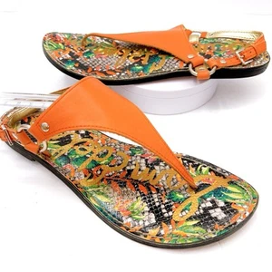 SAM EDELMAN Greta EDICIÓN REINO UNIDO Talla 8.5 Naranja Floral Sandalia Plana Zapatos con Cordones - Imagen 1 de 8