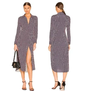 L'AGENCE Raelynn Shirt Buttoned Dress Dark Dusty Pink & Midnight Tone Chain M - Picture 1 of 10