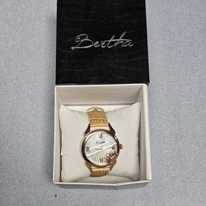 Bertha Queen Crown Mother of Pearl Dial Cream Leather Ladies Watch BR2405 - Picture 1 of 9
