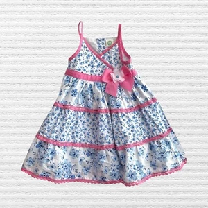 Little Me Baby Girls Cornflower Blue Floral Sundress Sleeveless Lined Size 18M - Picture 1 of 11