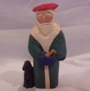 Father Christmas W/Dog Bowl /Bone & Black Poodle Variety Sitting - Signed - EUC! - Picture 1 of 11