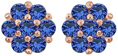 Aretes con racimo de flores de zafiro simulado en plata 925 chapada en oro de 14k Foto 1 de 3