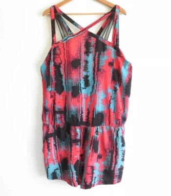 Fabletics: Jumper Romper - Black Pink Blue, LizaHeat Wave XXL, EUC - Image 1 of 4