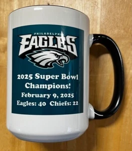 Super Bowl Champs Philadelphia EAGLES Commemorative Set of 2 Coffee Mugs (15oz) - Picture 1 of 3