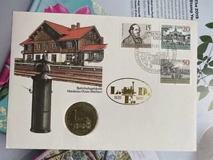 Germany DDR 1990 Railway Train Leipzig Dresden FDC coin cover - Picture 1 of 2