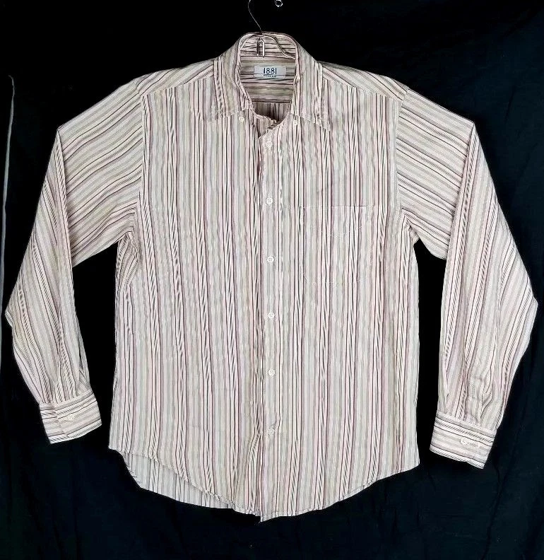 1881 Cerruti Blue Men Size 39 Strip Multi Color Button Down Shirt - Image 1 of 4