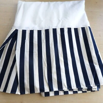 Wamsutta Cal King Bed Skirt Navy White Striped 14" Drop Cotton Blend Vintage 90s - Image 1 of 4