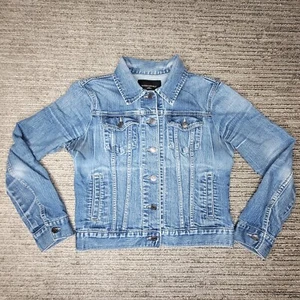 Banana Republic Size M Girl Youth Petite Jacket Long Sleeve Stretch Blue Denim - Picture 1 of 11