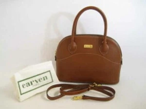 CARVEN 2WAY Bag Shoulder Bag Tote Handbag Women's Brown Leather Japan Used F/S - Picture 1 of 8