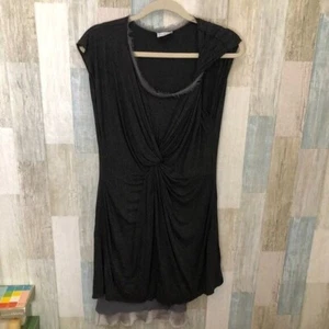 Anthro Dolan Twist Knot Silk Blend Dress size M - Gray Asymmetrical Dark Fairy - Picture 1 of 11