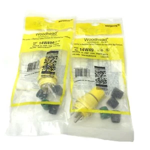 Lot of 2 Woodhead 14W49 Watertite Straight Blade Male Plugs NEMA 6-15P 15A 250V - Picture 1 of 4