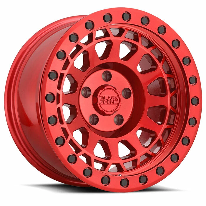 Llanta roja de 17 pulgadas negra Rhino PRIMM PRM 17x9 para Jeep Wrangler Gladiator Foto 1 de 1