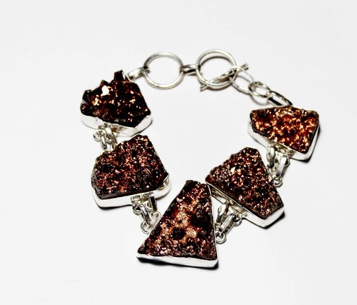 VALENTINO Bracciale Gioielli Titanio Druzy Fatto a Mano Gemme 8 Pollici