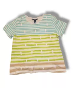 Karen Scott Petites Pxl Striped White Blue And Green Seahorse shirt Vintage 90s - Picture 1 of 6