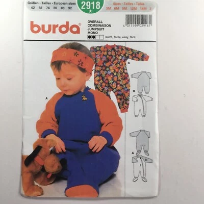 Burda 2918 Snow Suit Foot EASY Winter Romper Boy Girl Child New Uncut Pattern - Image 1 of 4
