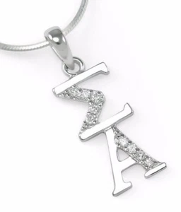 Sigma Alpha sterling silver lavaliere pendant with simulated diamonds - Picture 1 of 2