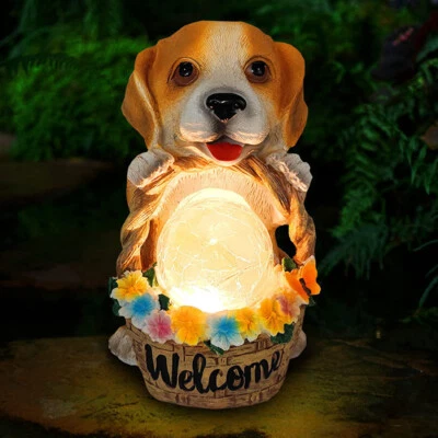 Solar Night Light Cute Puppy Ornaments Animal Luminous Resin Garden Decoration - image 1 of 4
