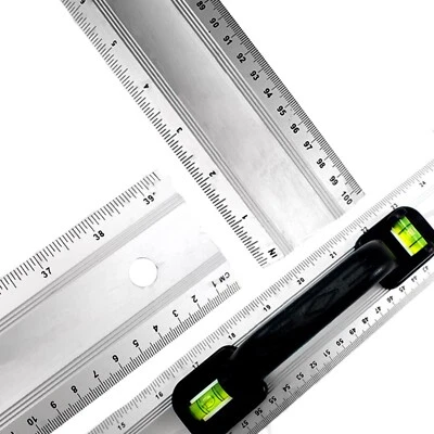 SPIRIT LEVEL METRE RULER + HANDLE 40" Measuring Scale Carpentry Metal Woodwork - Image 1 of 4