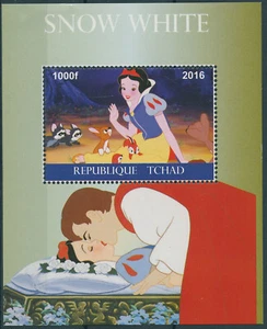 Disney Stamps Chad 2016 MNH Snow White Cartoons 1v M/S - Picture 1 of 1